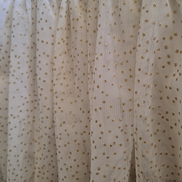 OshKosh B'gosh Vintage denim overalls with lined gold polka dot white sk… - Picture 4 of 6